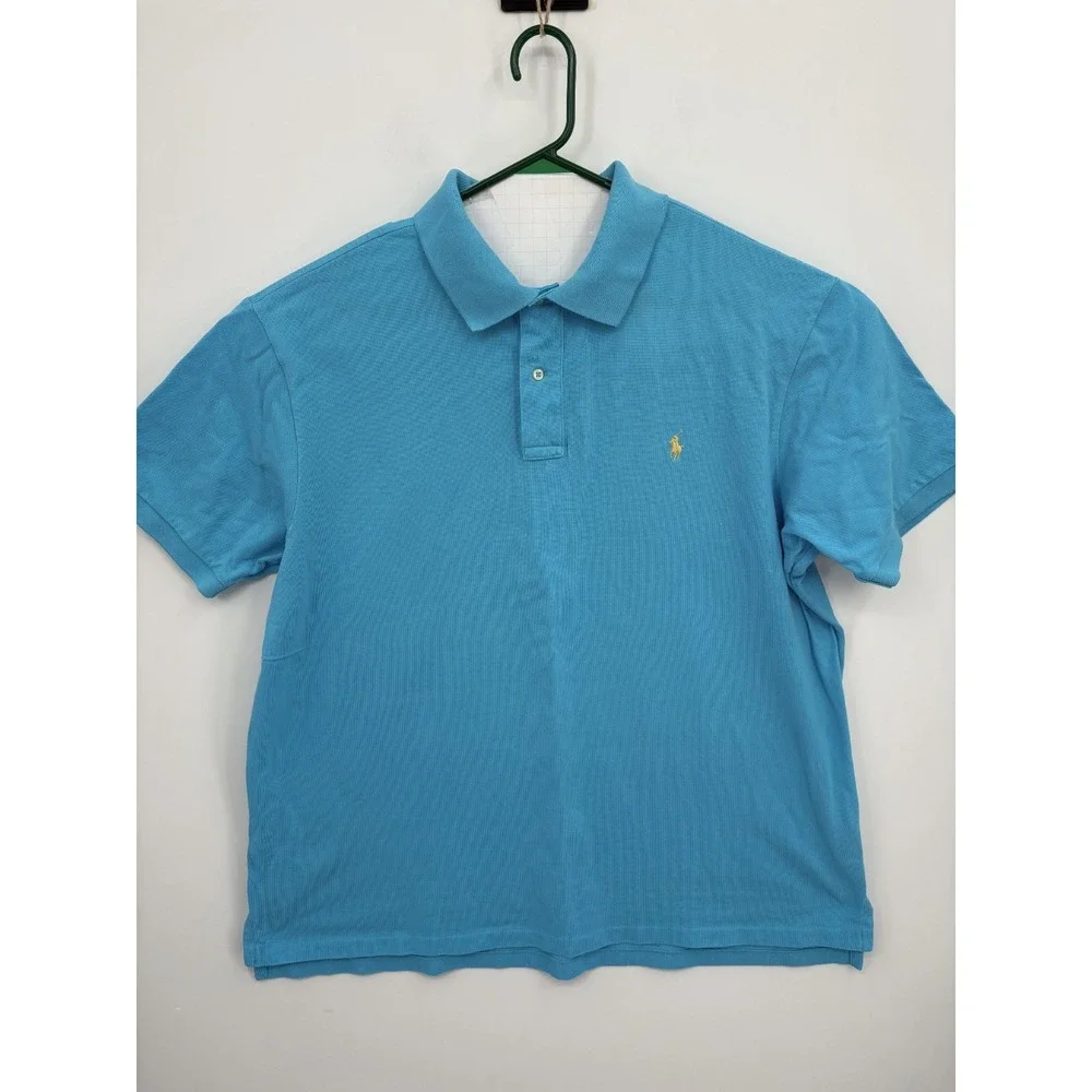 Polo Ralph Lauren Men's Blue Short Sleeve Polo Shirt, Size 2XB, BIG